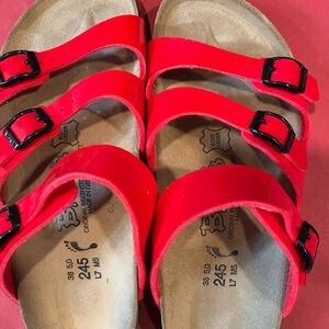 NWOT red birkis sandals